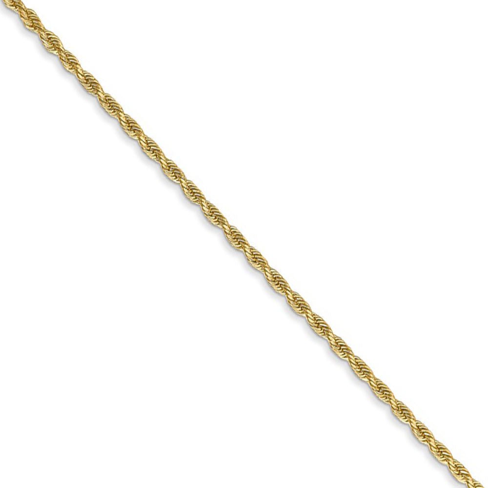 1.3mm 14k Yellow Gold Solid Diamond Cut Rope Chain Necklace
