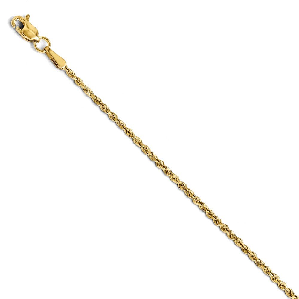 1.5mm 14k Yellow Gold Solid Diamond Cut Rope Chain Bracelet &amp; Anklet
