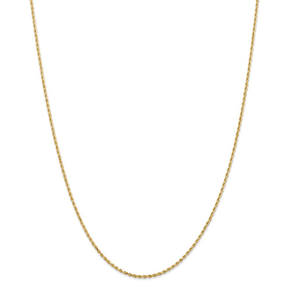 Alternate view of the 1.5mm 14k Yellow Gold Solid Diamond Cut Rope Chain Necklace by The Black Bow Jewelry Co.