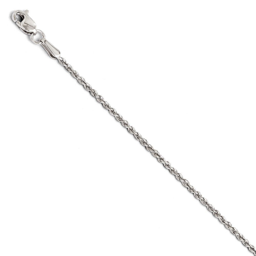 1.5mm 14k White Gold Solid Diamond Cut Rope Chain Bracelet &amp; Anklet