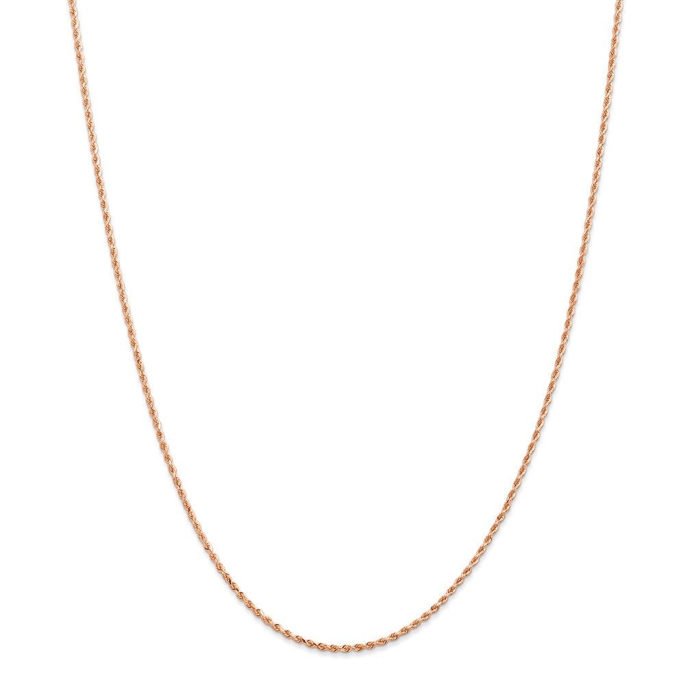 1.5mm 14k Rose Gold Solid Diamond Cut Rope Chain Necklace - Black