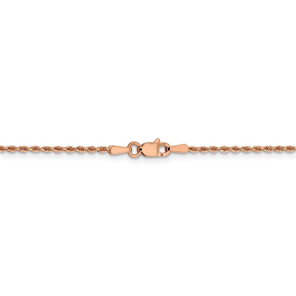 Alternate view of the 1.5mm 14k Rose Gold Solid Diamond Cut Rope Chain Necklace by The Black Bow Jewelry Co.