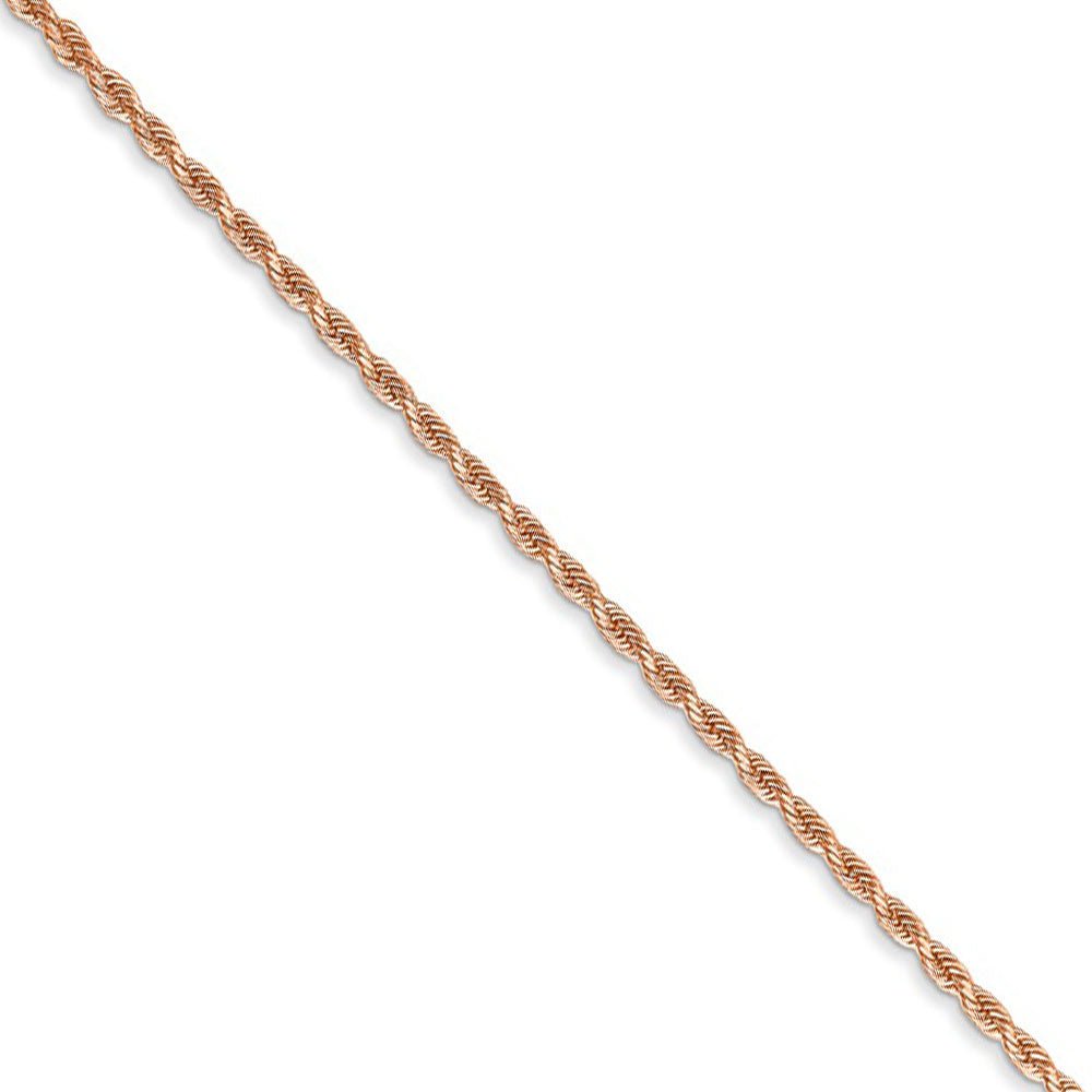 1.5mm 14k Rose Gold Solid Diamond Cut Rope Chain Necklace
