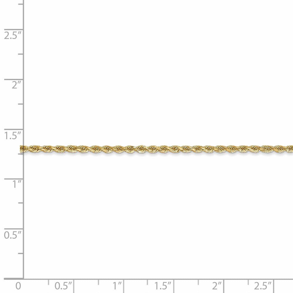 Alternate view of the 1.75mm 14k Yellow Gold Solid Diamond Cut Rope Chain Necklace by The Black Bow Jewelry Co.