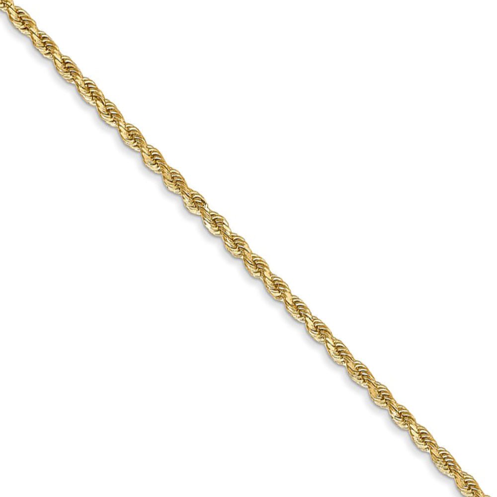 1.75mm 14k Yellow Gold Solid Diamond Cut Rope Chain Necklace