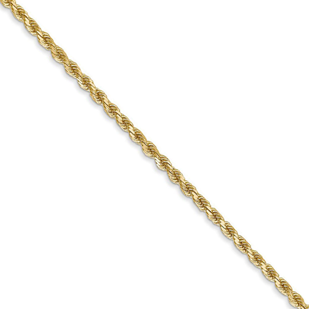 2mm 14k Yellow Gold Solid Diamond Cut Rope Chain Necklace