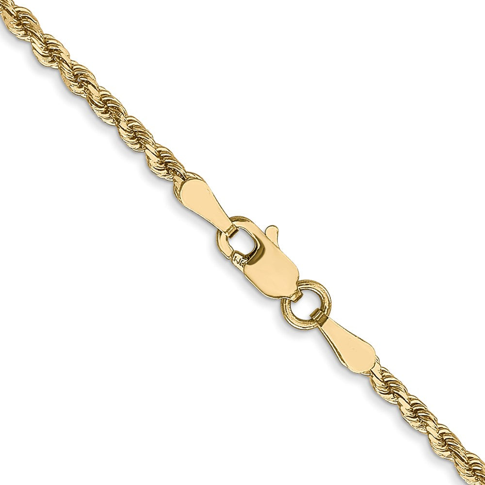 Alternate view of the 2mm 14k Yellow Gold Solid Diamond Cut Rope Chain Necklace by The Black Bow Jewelry Co.