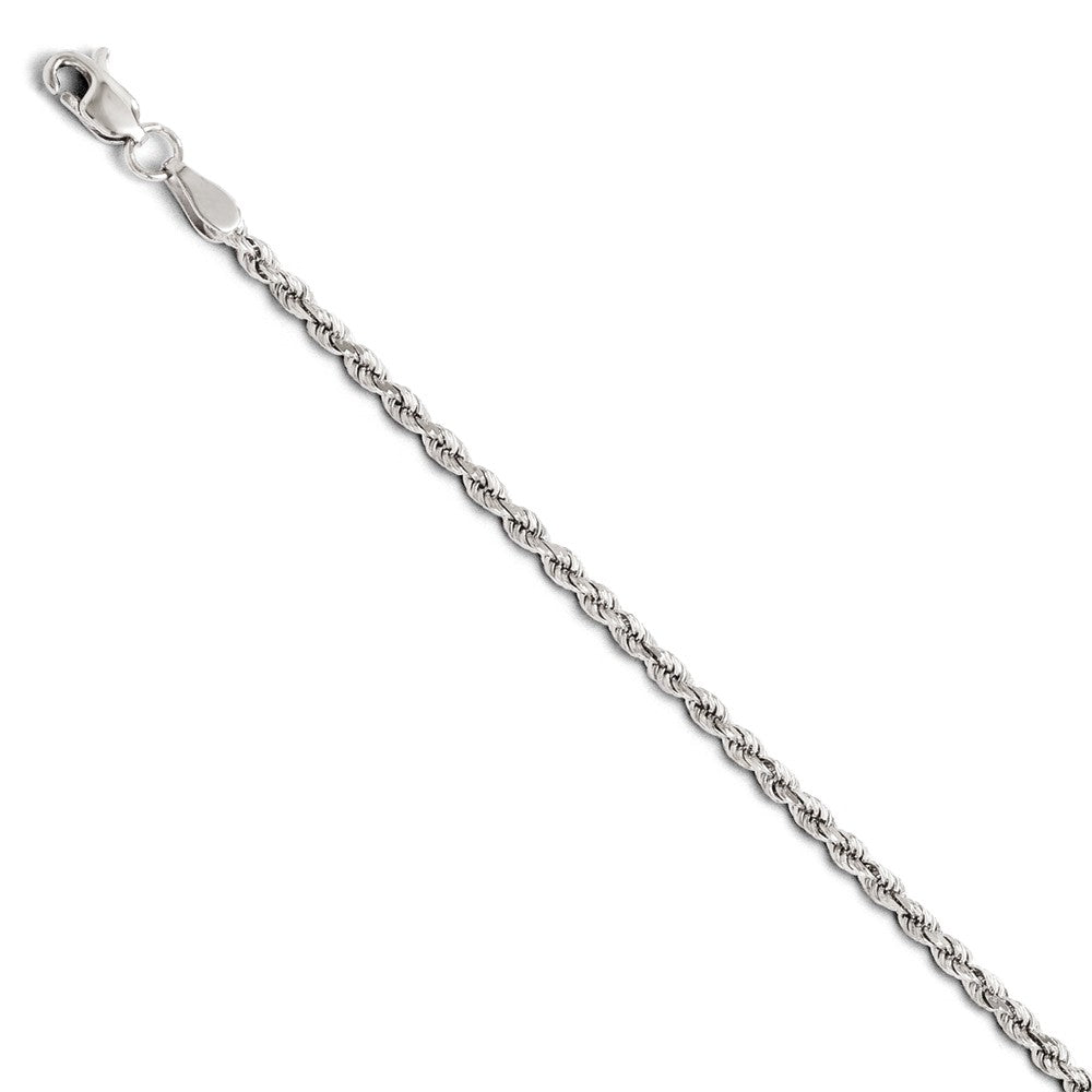 2mm 14k White Gold Solid Diamond Cut Rope Chain Bracelet &amp; Anklet