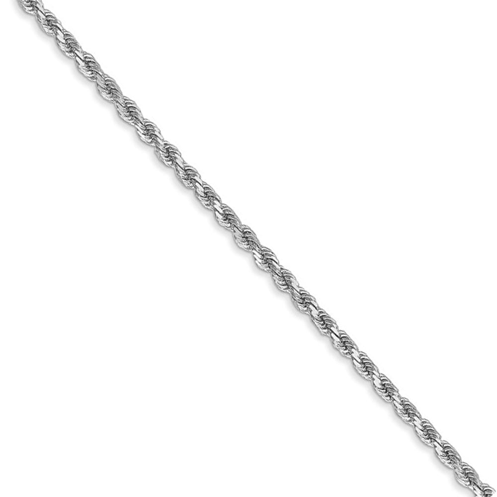 2mm 14k White Gold Solid Diamond Cut Rope Chain Bracelet &amp; Anklet, Item C9195 by The Black Bow Jewelry Co.