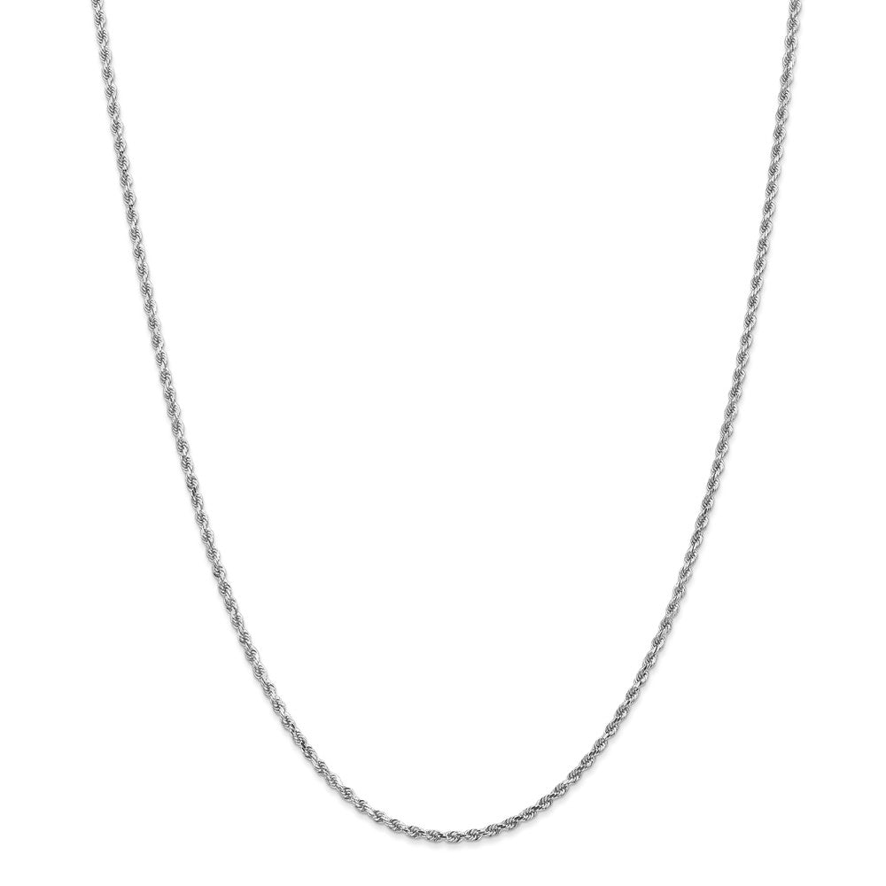 2mm 14k White Gold Solid Diamond Cut Rope Chain Necklace
