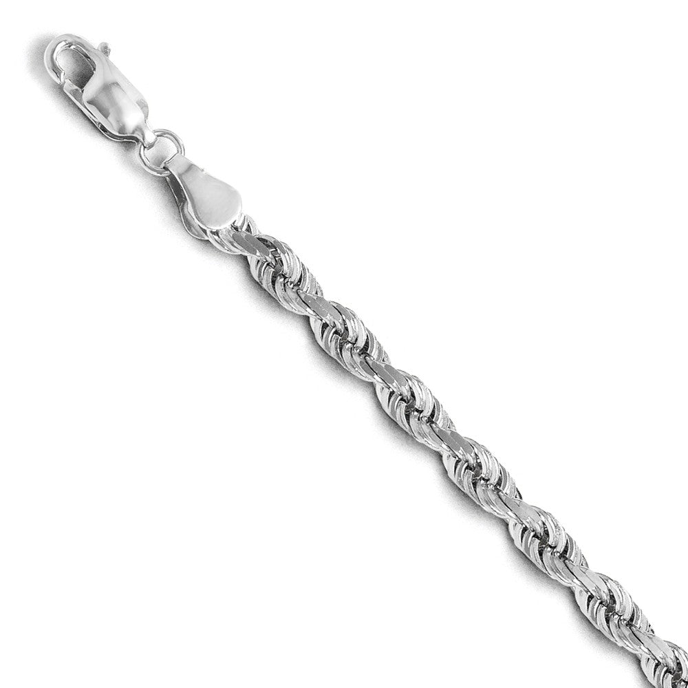 4mm 14k White Gold Solid Diamond Cut Rope Chain Bracelet, 8 Inch, Item C9199-08 by The Black Bow Jewelry Co.