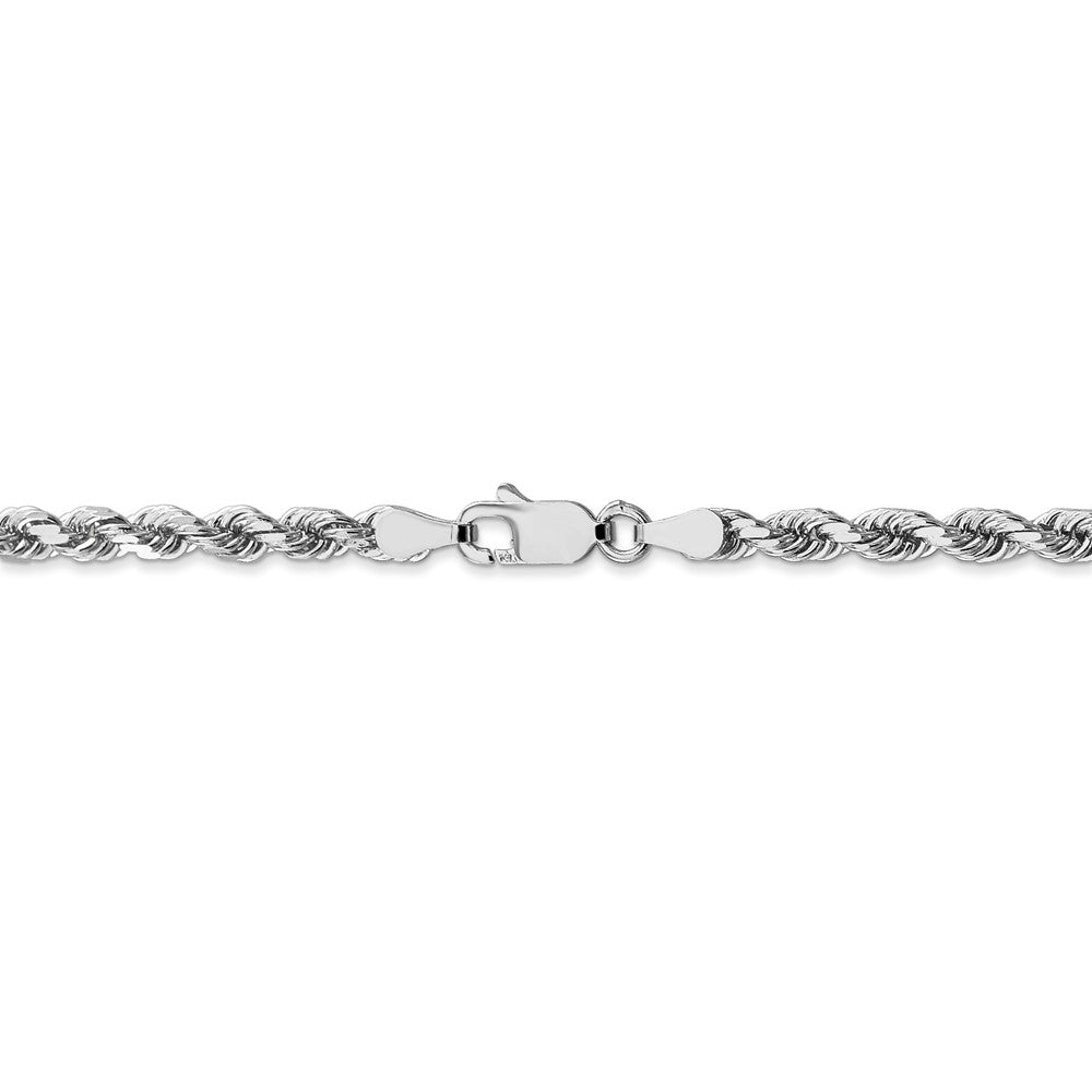 Alternate view of the 4mm 14k White Gold Solid Diamond Cut Rope Chain Bracelet, 8 Inch by The Black Bow Jewelry Co.
