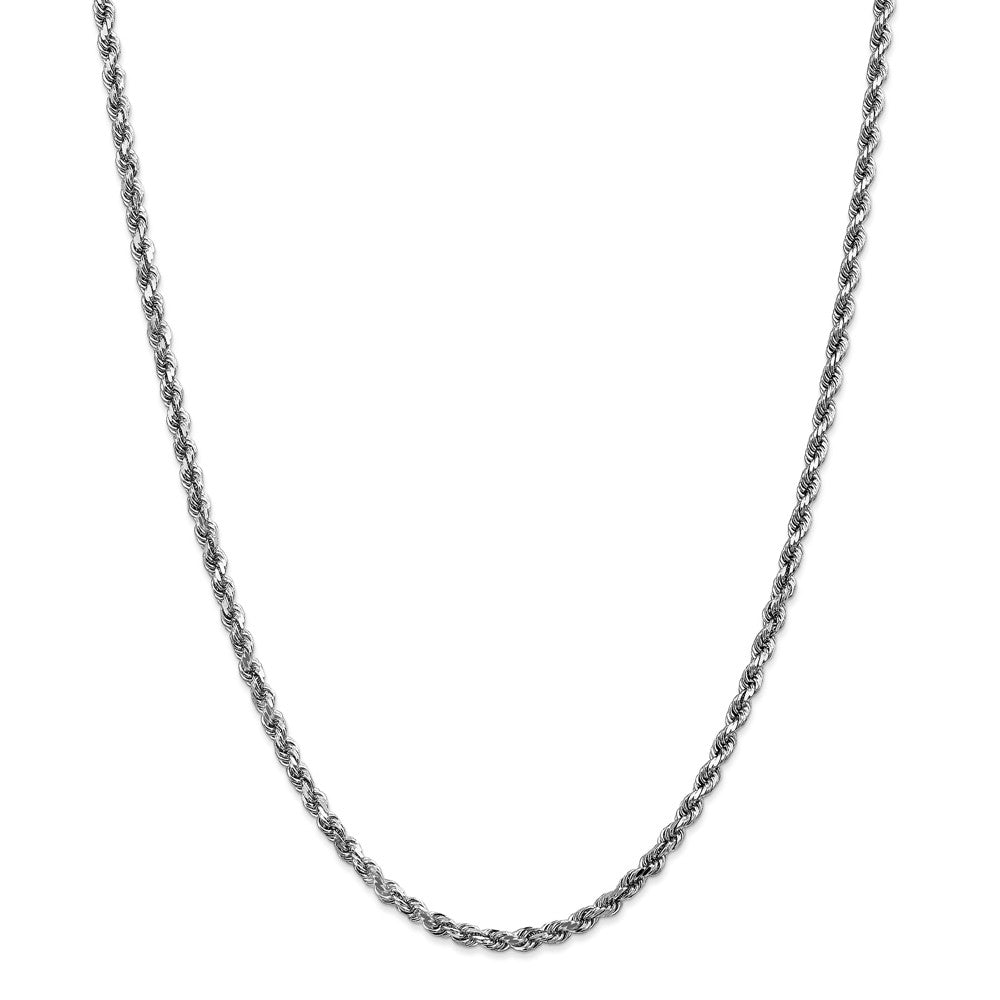 Alternate view of the 4mm 14k White Gold Solid Diamond Cut Rope Chain Necklace by The Black Bow Jewelry Co.