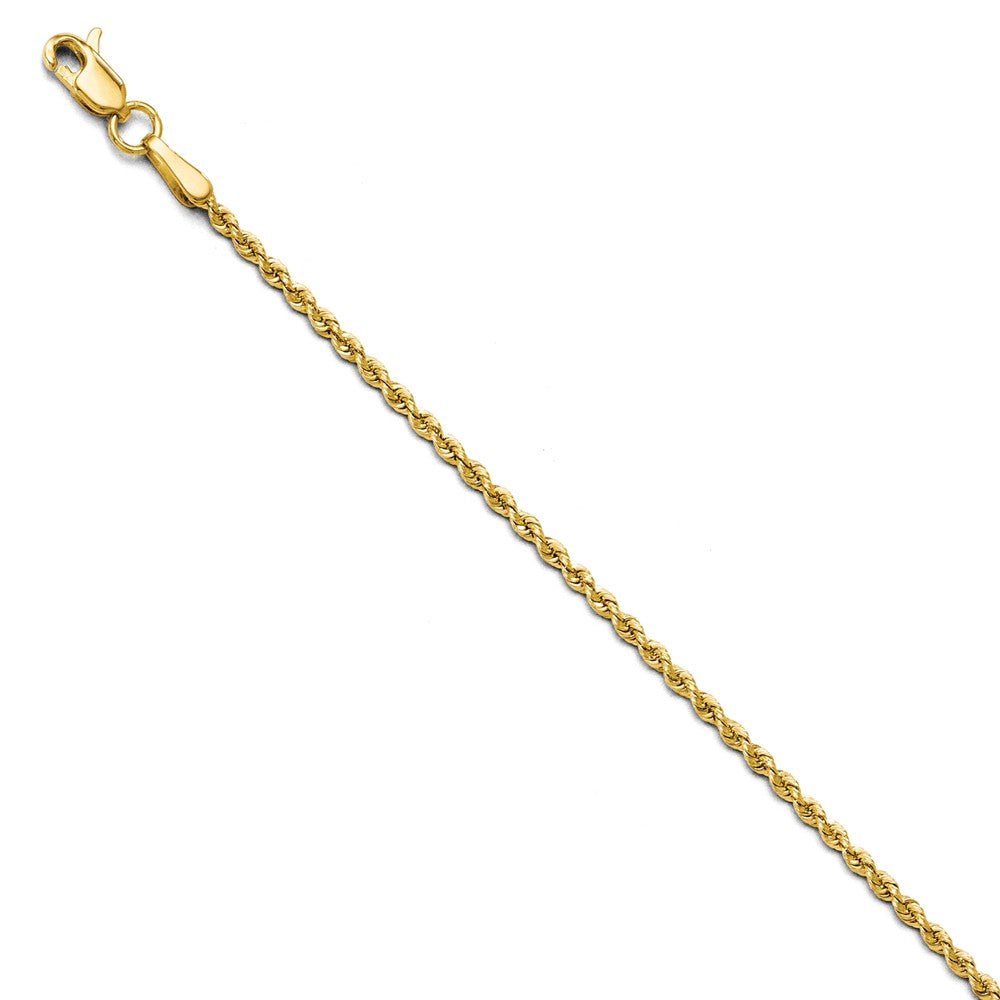 1.75mm 14k Yellow Gold Classic Solid Rope Chain Bracelet &amp; Anklet