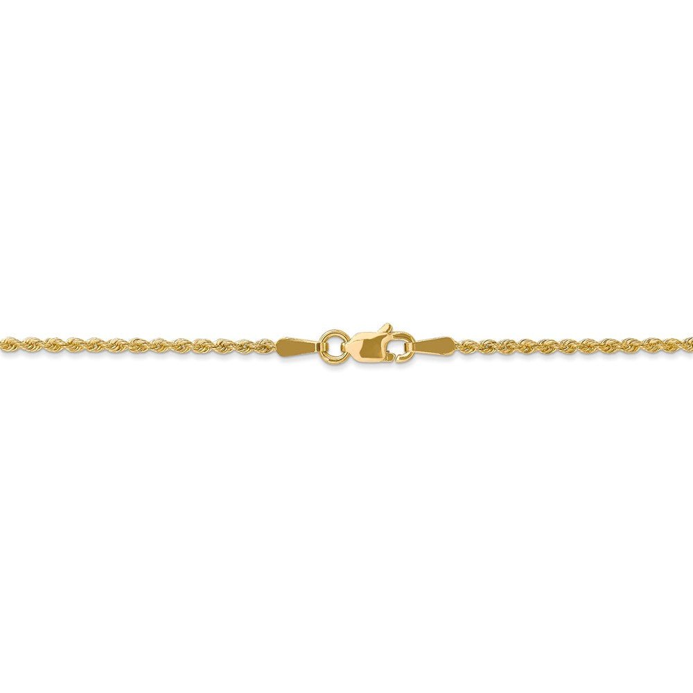 Alternate view of the 1.75mm 14k Yellow Gold Classic Solid Rope Chain Bracelet &amp; Anklet by The Black Bow Jewelry Co.