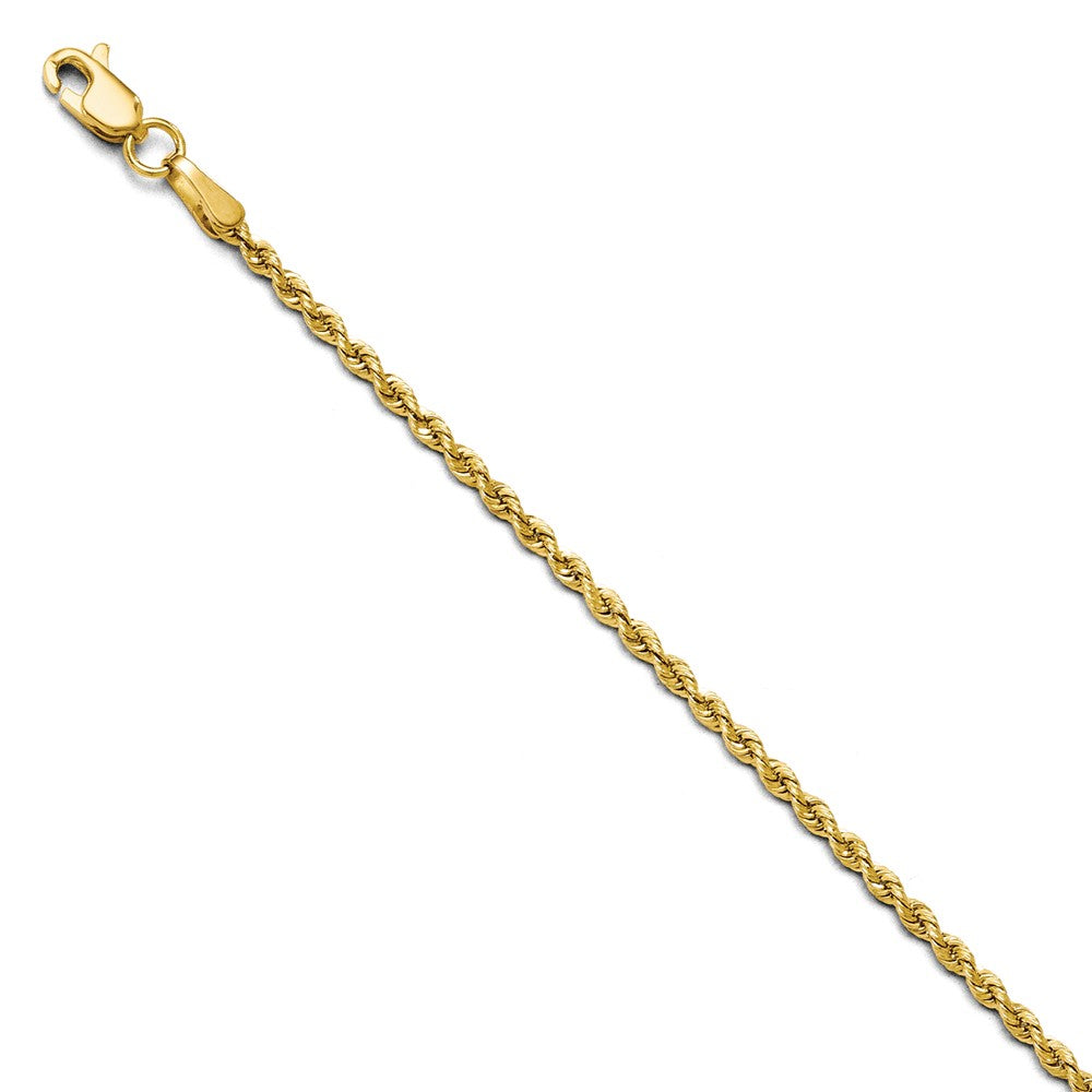 2mm 14k Yellow Gold Classic Solid Rope Chain Bracelet