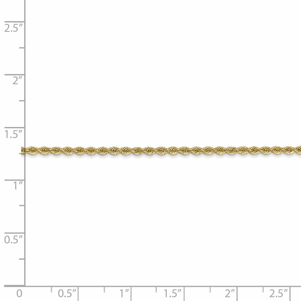 Alternate view of the 2mm 14k Yellow Gold Classic Solid Rope Chain Bracelet by The Black Bow Jewelry Co.