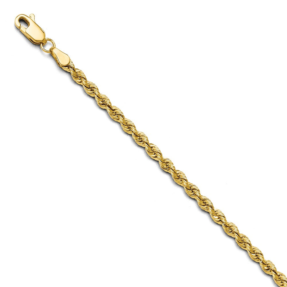 3mm 14k Yellow Gold Classic Solid Rope Chain Bracelet