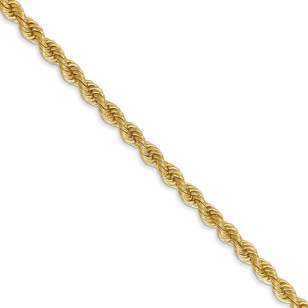 3mm 14k Yellow Gold Classic Solid Rope Chain Necklace
