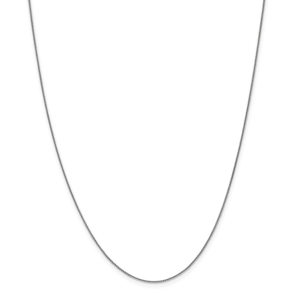 Alternate view of the 0.8mm 14k White Gold Solid Baby Wheat Chain Necklace by The Black Bow Jewelry Co.