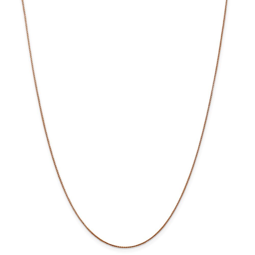 Alternate view of the 0.8mm 14k Rose Gold Solid Baby Wheat Chain Necklace by The Black Bow Jewelry Co.
