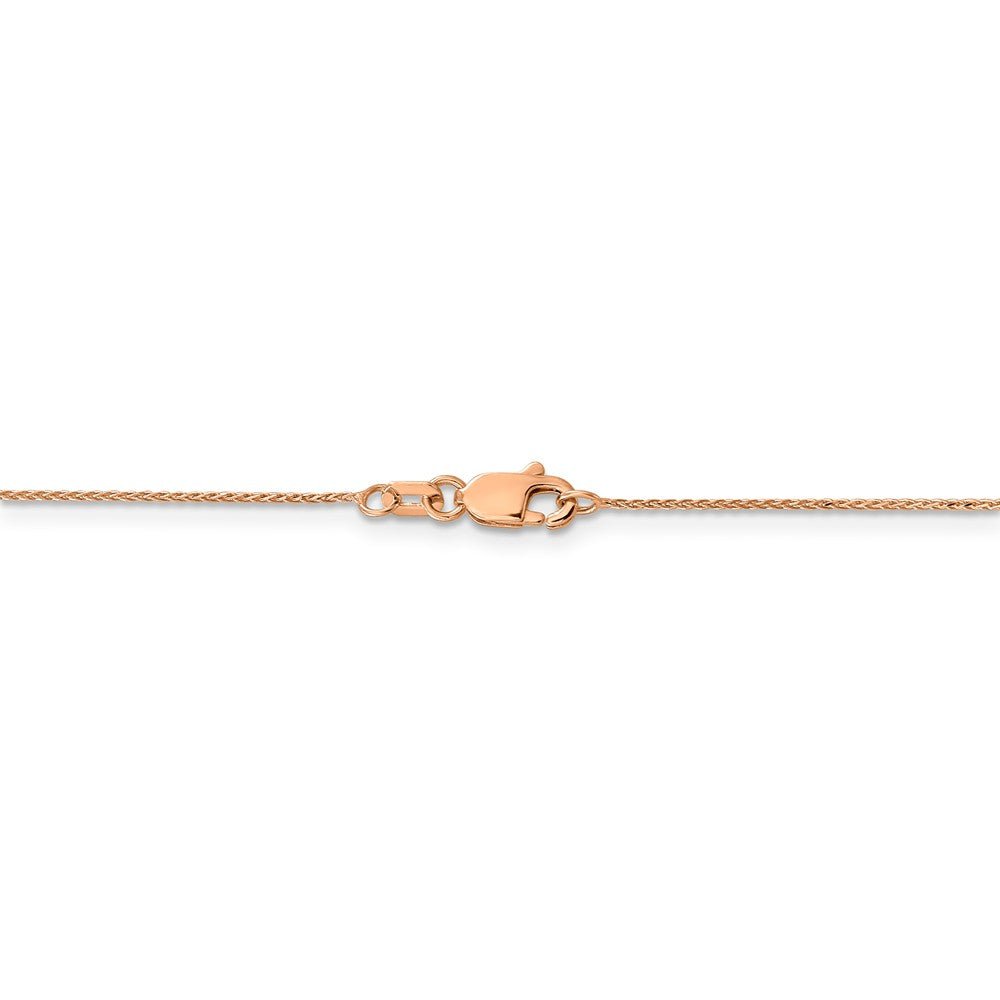 Alternate view of the 0.8mm 14k Rose Gold Solid Baby Wheat Chain Necklace by The Black Bow Jewelry Co.
