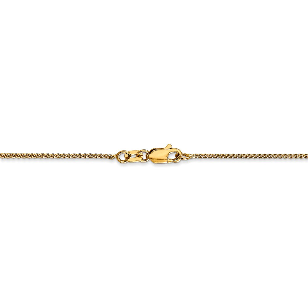 Alternate view of the 1mm 14k Yellow Gold Solid Wheat Chain Necklace by The Black Bow Jewelry Co.