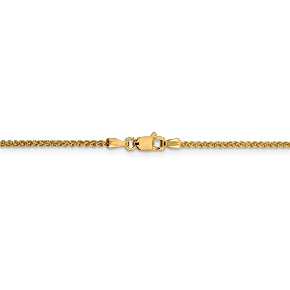 Alternate view of the 1.5mm 14k Yellow Gold Solid Wheat Chain Necklace by The Black Bow Jewelry Co.