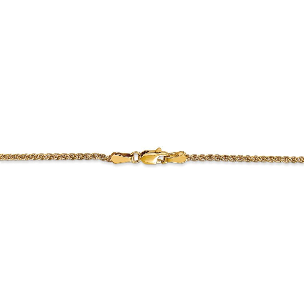 Alternate view of the 1.65mm 14k Yellow Gold Solid Wheat Chain Necklace by The Black Bow Jewelry Co.