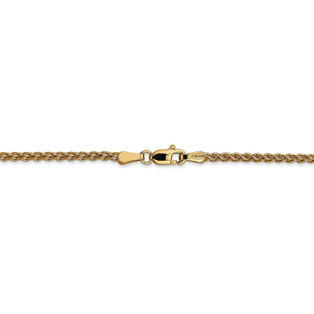2.1mm 14k Yellow Gold Solid Wheat Chain Necklace - Black Bow