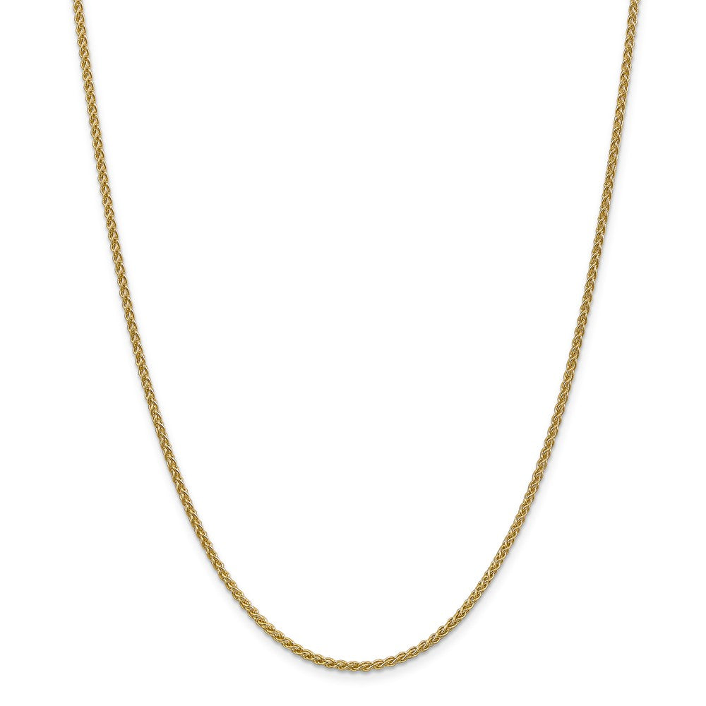 2.1mm 14k Yellow Gold Solid Wheat Chain Necklace