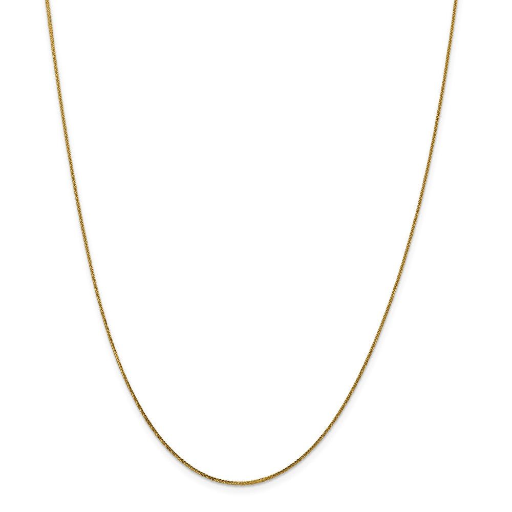 Alternate view of the 0.8mm 14k Yellow Gold Diamond Cut Square Wheat Chain Necklace by The Black Bow Jewelry Co.