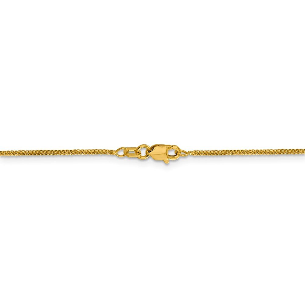 Alternate view of the 0.8mm 14k Yellow Gold Diamond Cut Square Wheat Chain Necklace by The Black Bow Jewelry Co.