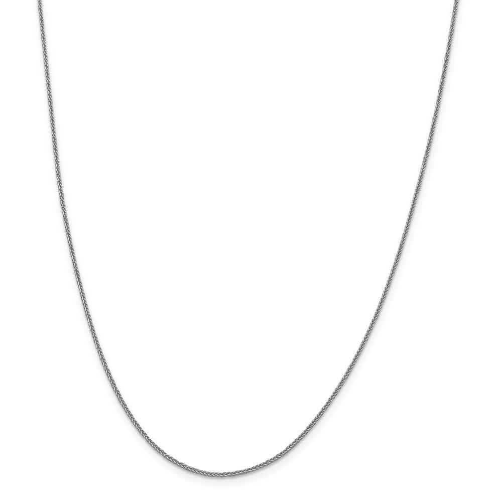 Alternate view of the 1mm 14k White Gold Solid Square Wheat Chain Necklace by The Black Bow Jewelry Co.