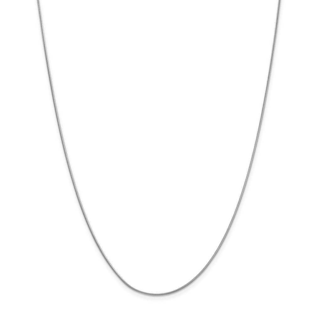 Alternate view of the 0.9mm 14k White Gold Solid Round Snake Chain Necklace by The Black Bow Jewelry Co.