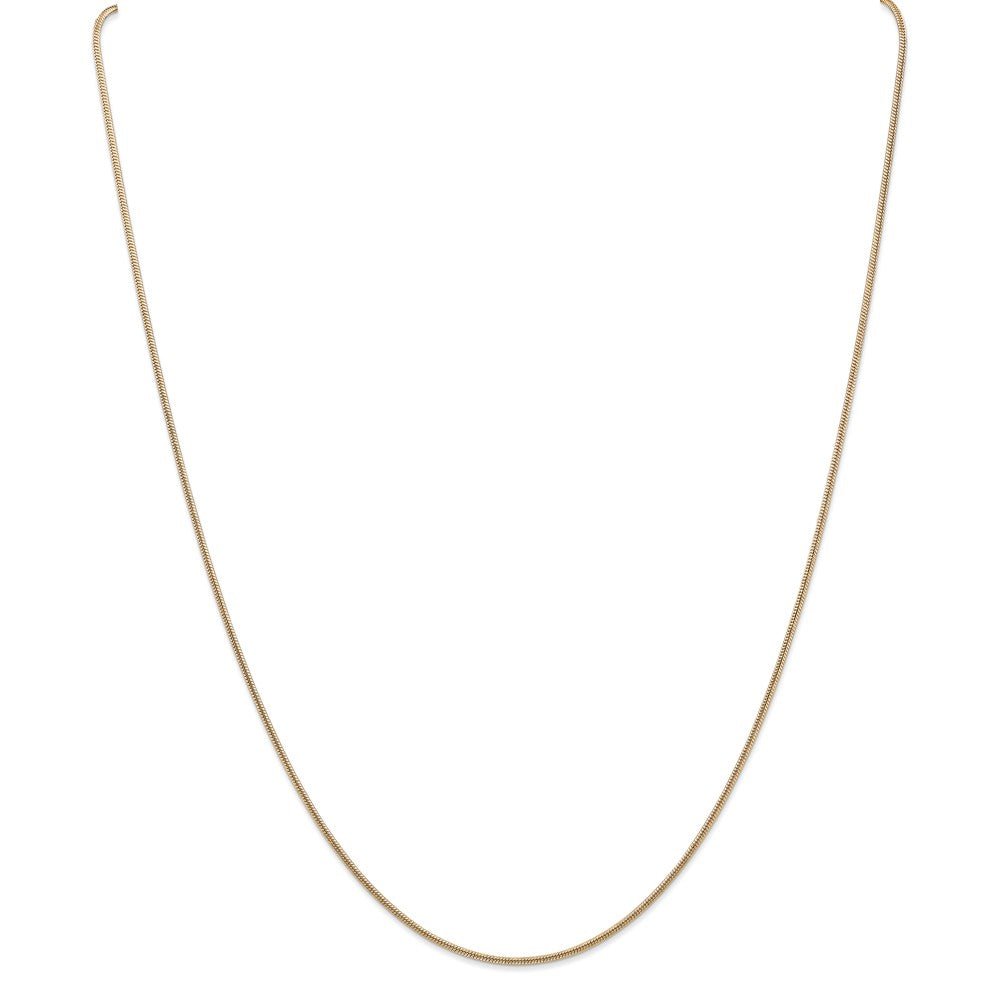 Alternate view of the 1.3mm 14k Yellow Gold Solid Round Snake Chain Necklace by The Black Bow Jewelry Co.