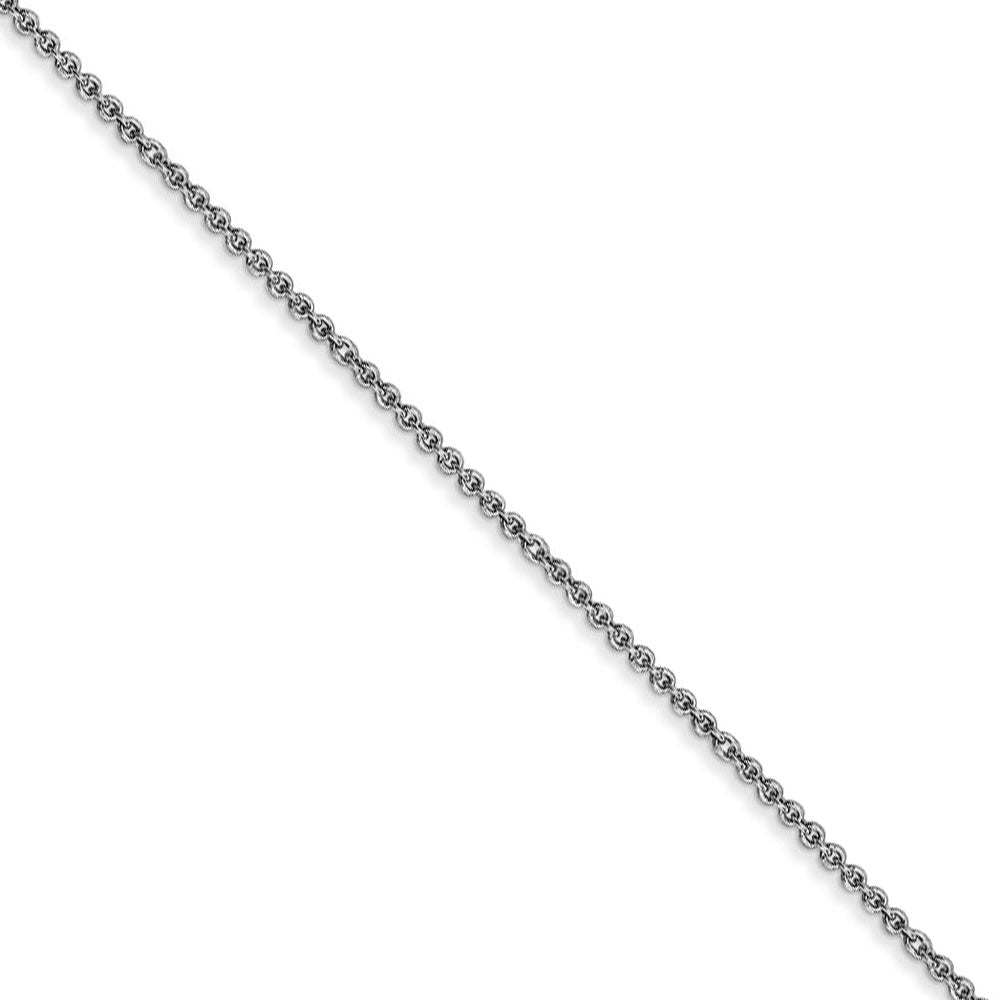 1.1mm 14k White Gold Solid Round Cable Chain Necklace - The Black