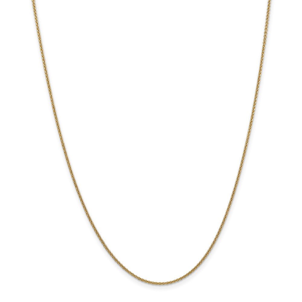 Alternate view of the 1.6mm 14k Yellow Gold Solid Round Cable Chain Necklace by The Black Bow Jewelry Co.