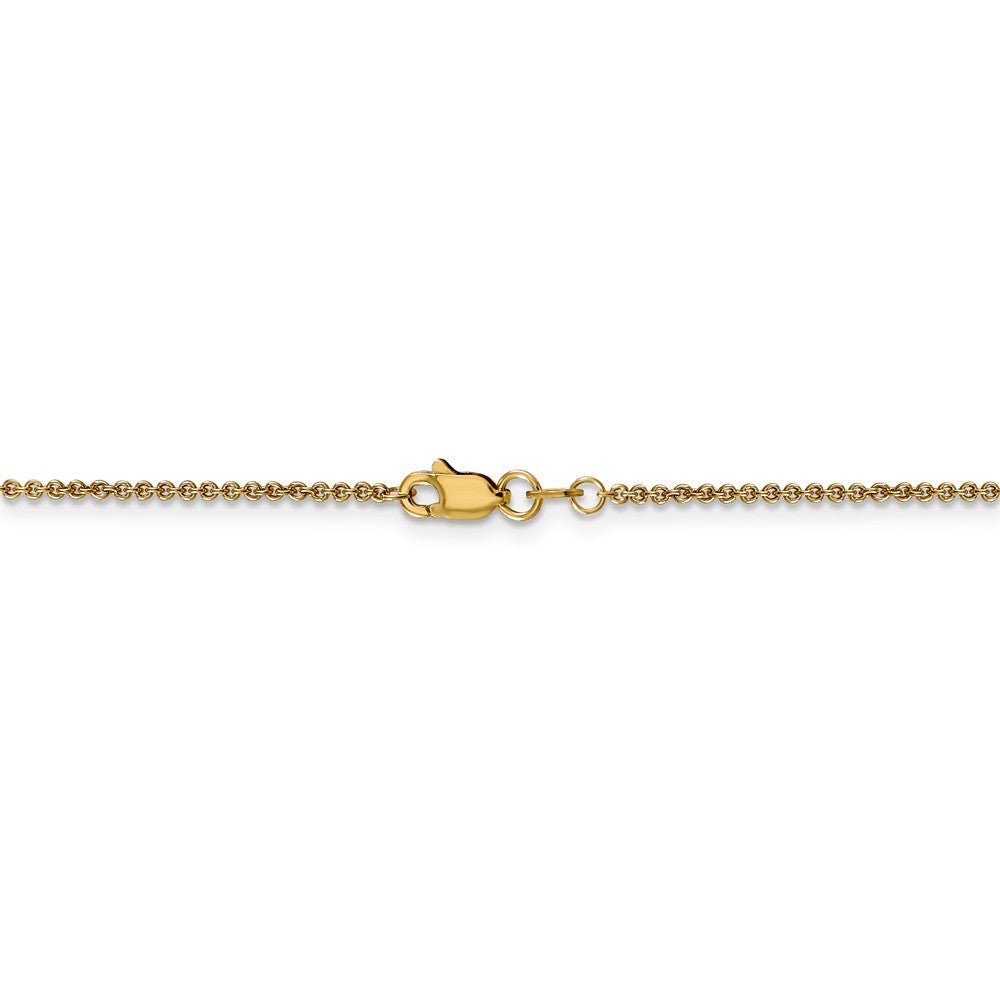 Alternate view of the 1.6mm 14k Yellow Gold Solid Round Cable Chain Necklace by The Black Bow Jewelry Co.