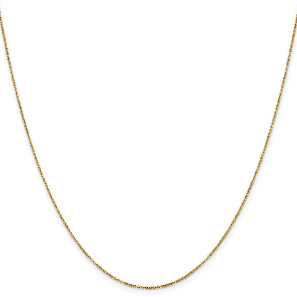 Alternate view of the 1.1mm 14k Yellow Gold Solid Flat Cable Chain Necklace by The Black Bow Jewelry Co.