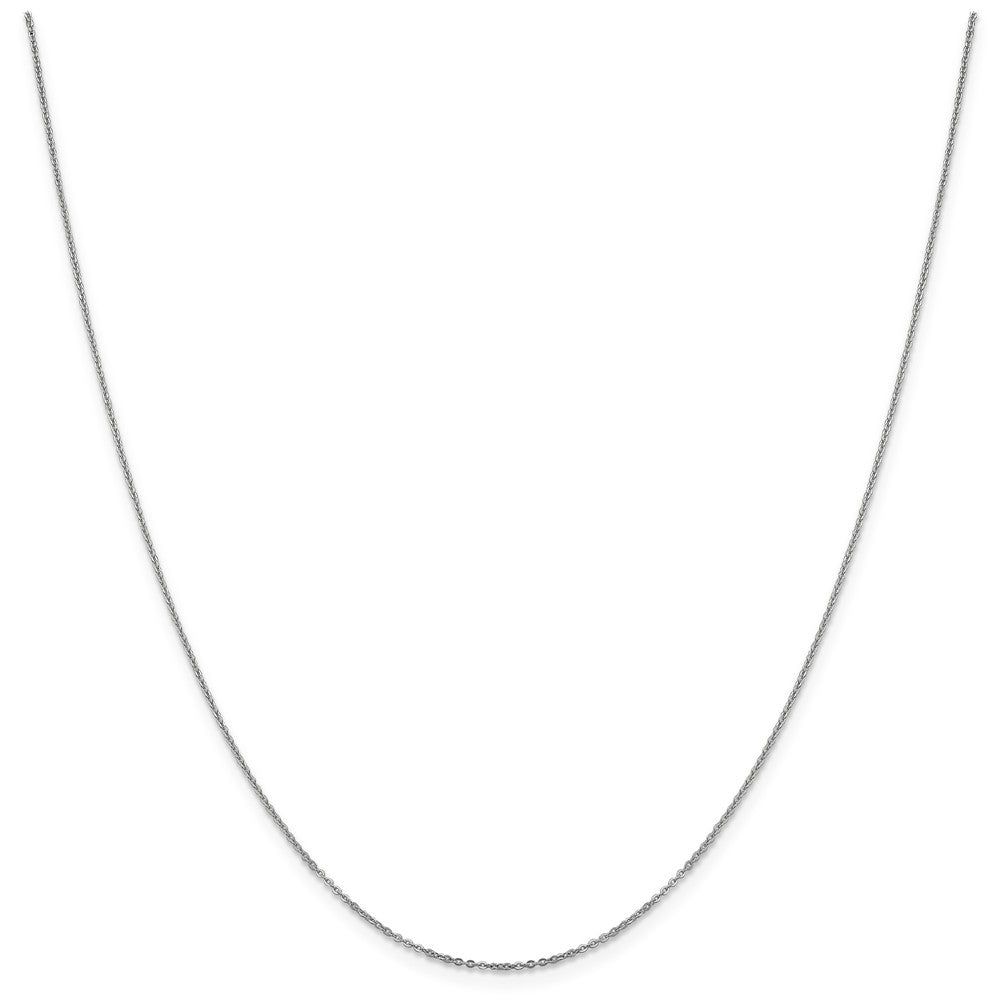 Alternate view of the 1.1mm 14k White Gold Solid Flat Cable Chain Necklace by The Black Bow Jewelry Co.