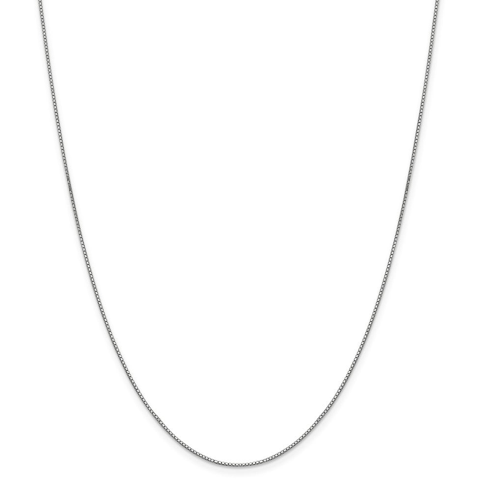 Alternate view of the 0.9mm 14k White Gold Classic Box Chain Necklace by The Black Bow Jewelry Co.