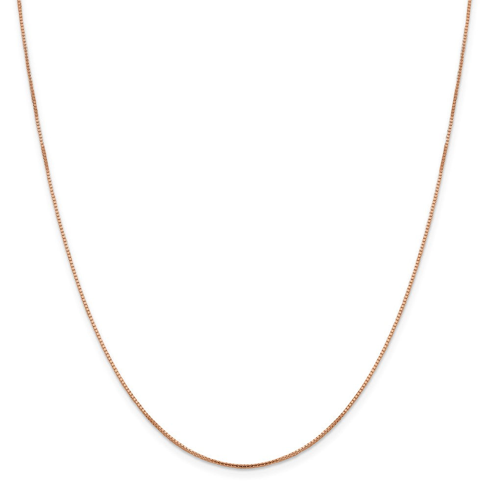 Alternate view of the 1mm 14k Rose Gold Octagonal Box Chain Necklace by The Black Bow Jewelry Co.