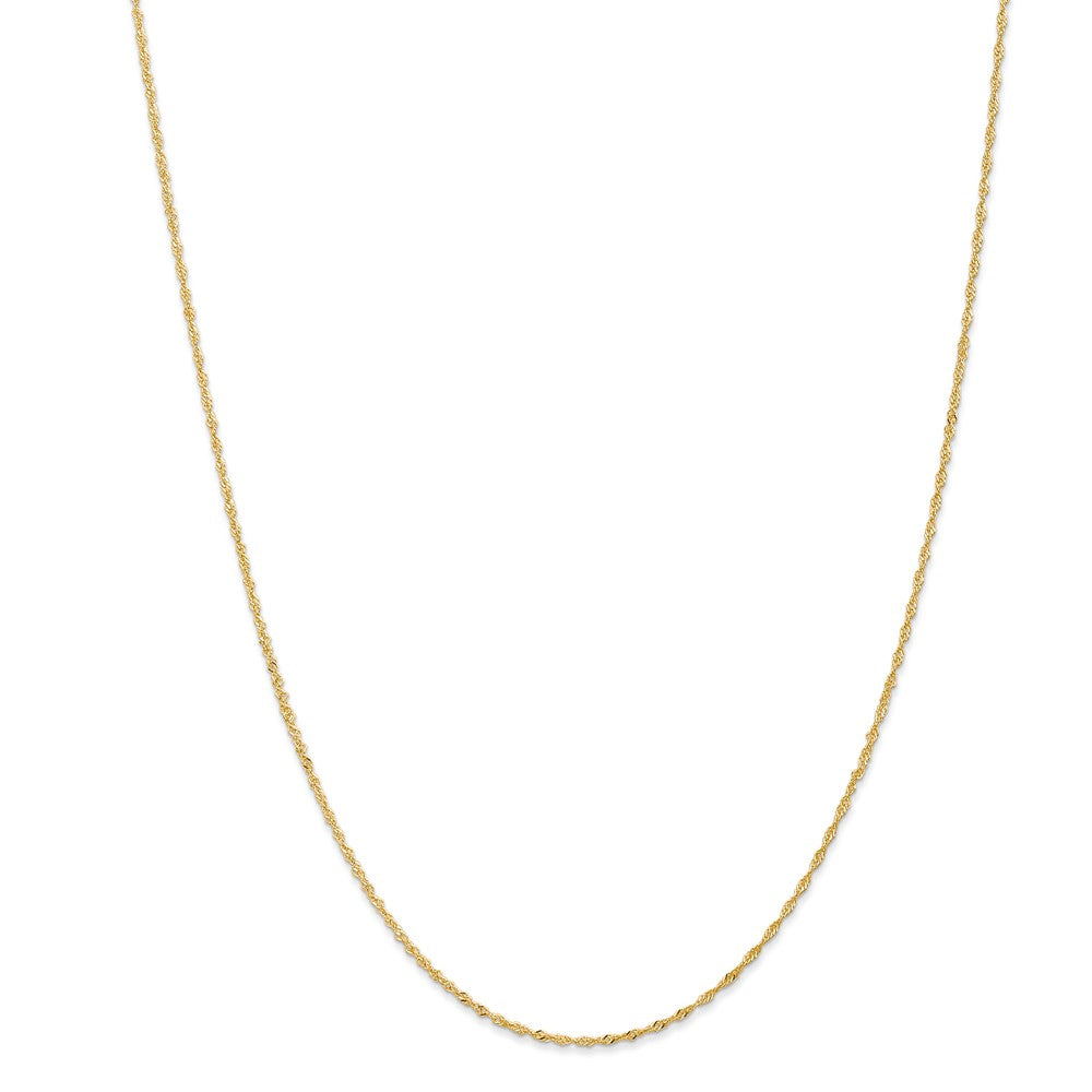 Alternate view of the 1mm 14k Yellow Gold Diamond Cut Singapore Chain Necklace by The Black Bow Jewelry Co.
