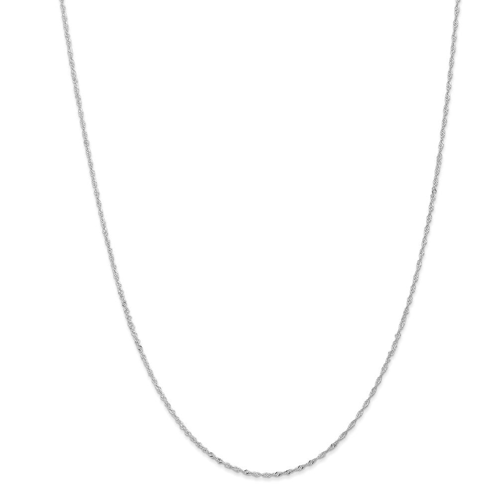 Alternate view of the 1mm 14k White Gold Diamond Cut Singapore Chain Necklace by The Black Bow Jewelry Co.