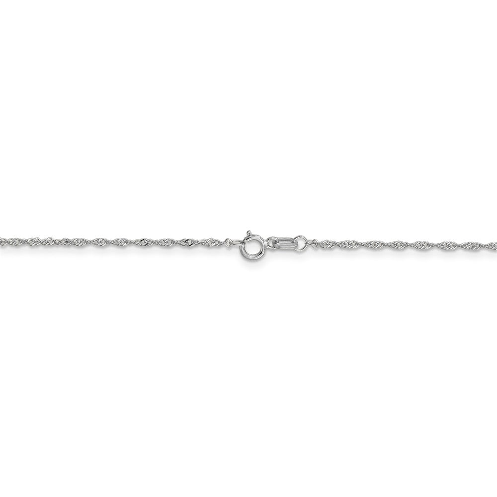 Alternate view of the 1mm 14k White Gold Diamond Cut Singapore Chain Necklace by The Black Bow Jewelry Co.