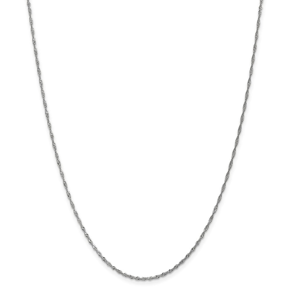 Alternate view of the 1.3mm 14k White Gold Diamond Cut Singapore Chain Necklace by The Black Bow Jewelry Co.
