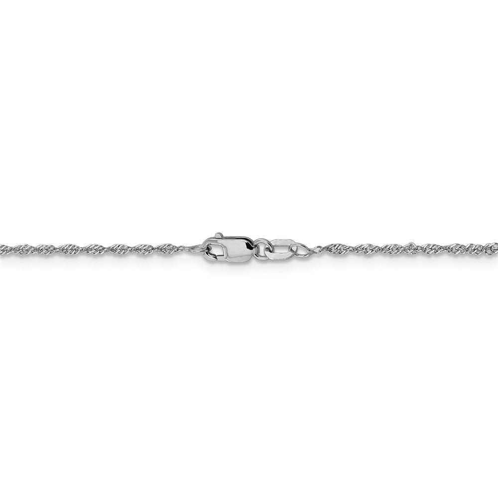 Alternate view of the 1.3mm 14k White Gold Diamond Cut Singapore Chain Necklace by The Black Bow Jewelry Co.