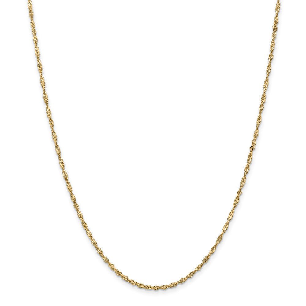Alternate view of the 1.6mm 14k Yellow Gold Diamond Cut Singapore Chain Necklace by The Black Bow Jewelry Co.