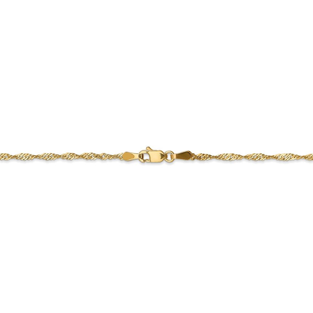 Alternate view of the 1.6mm 14k Yellow Gold Diamond Cut Singapore Chain Bracelet &amp; Anklet by The Black Bow Jewelry Co.